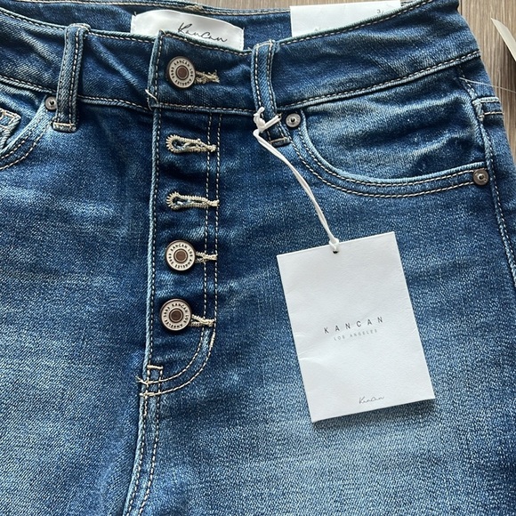 KanCan Blue Jean Shorts High-Waisted Distressed - Picture 2 of 7